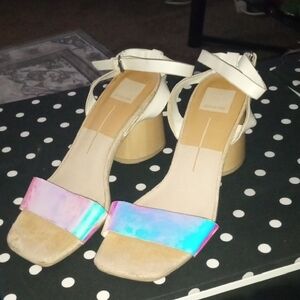 Dolce Vita White and Iridescent Heeled Sandals